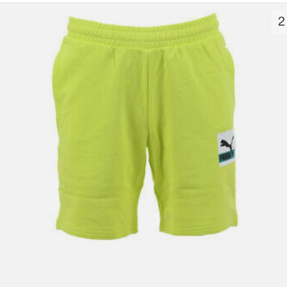 PUMA men's sweatshorts 2XL cotton blend shorts lime green